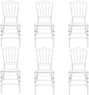 Set of 6 Acrylic Dining Chairs, Clear Crystal Acrylic Chairs, Chiavari Chairs Transparent Dining Chairs for Weddings Banquets Events Party can beapplied Crystal Ice Napoleon Chairs,Wedding Chair
