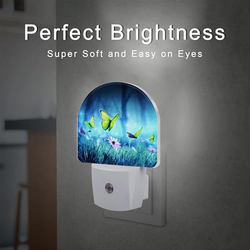 Image of Mystic Fairy Butterflies Glowing Butterfly Forest Dusk to Dawn Plug in Night Light, 0.5w Energy Saving Sleep Friendly NightLight for Kids Boys Girls Home Decor