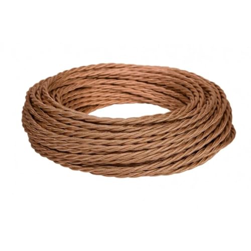 OASHISU – Cable trenzado vintage café 5m, 2x0,75mm² cable textil para plafones/iluminación – Estilo clásico DIY bricolaje