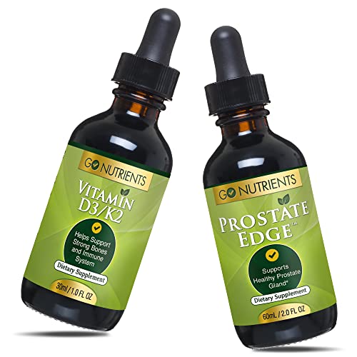 Go Nutrients Liquid Vitamin D3 With K2 (Mk-7) Drops & Prostate Edge | Prostate Supplement For Men With Pygeum And Saw Palmetto Extract | Vitamin D3 And K2 Liquid Vitamin Drops That Help Emotional Stat #TOP30
