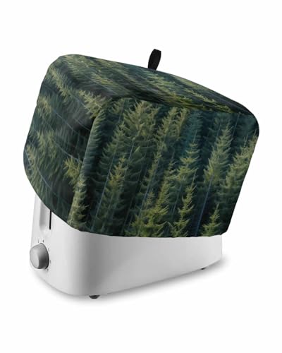 Forest 4 Slice Toaster Cover Small Appliance Cover Toaster Dustproof Fingerprint Protectors Machine Washable, Green Rustic Cabin Lodge Farmhouse Pine Trees