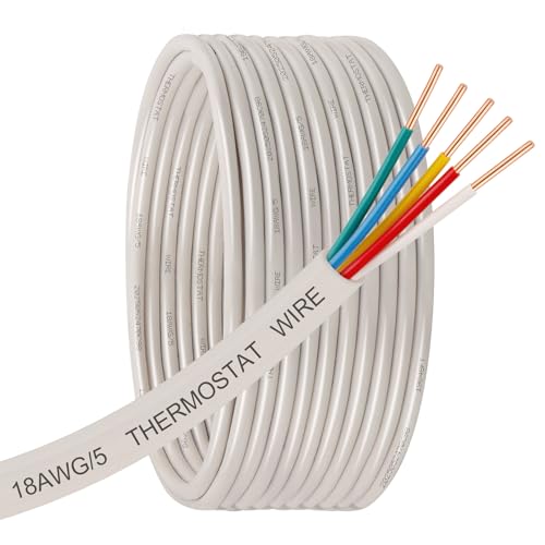 18/5 Thermostat Wire 25FT,18-5 Solid Copper Wire 18 AWG 5 Co
