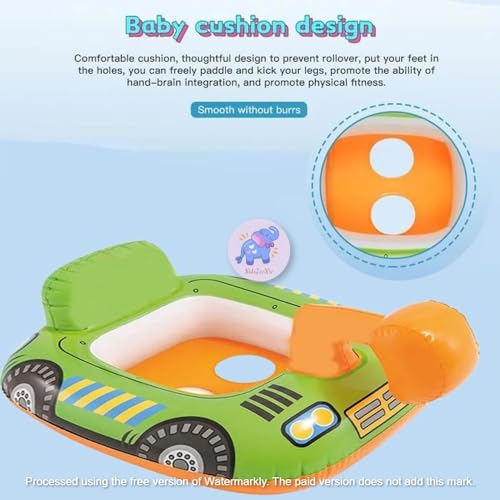 Image of Inflatable Kiddie Float | Water Baby Floater for Kids| Safe Anti-flip Diaper Style Swim Tube Rider| Swim Pool Tube for Toddlers|Multicolor Cute Swimming Pool Safety Seat (Excavator)