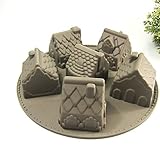 PhantomSky 6 Cell Silicone Gingerbread House Mould for Baking Cupcake Ice Cube Chocolate Jelly Candy Handmade Soap ,Nonstick/ BPA Free/Christmas Molds for Chocolate/Colors are Shipped Randomly