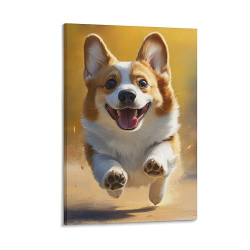 Peintures sur toile Corgi impression murale 40x60cm pour décoration de chambre moderne