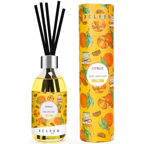 Xcleen Reed Diffuser, Citrus Oil Diffusers with 6 Fiber Sticks, Real Citrus! 6.76 Oz(200ml) Reed Diffusers for Home Bathroom Air Freshener, Room & Office Décor Cover