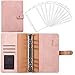 Produktbild AMO HERMOSO Budget Planner Binder, A6 Binder Notizbuch Ordner, 6 Ring Loseblatt Leder, Finanzplaner mit 12 Stück Klar Plastik Binderumschlägen, Rosa