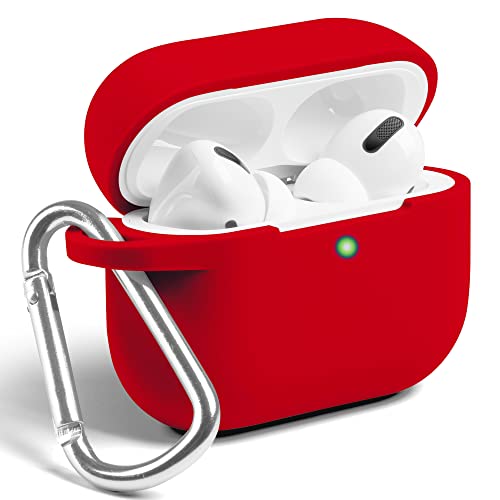Coque silicone Airpods Pro rouge IceSword avec protection intégrale antichoc et mousqueton