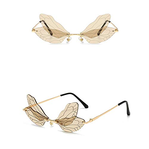 Image of ENTHYI Dragonfly Wing Shape Sunglasses for Women /Men Frameless Irregular Glasses Shades Party Sun Glasses