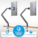Jakeko Bras de moniteur portable magnétique - Aluminium solide lourd 75mm VESA Serre-tête 8.3" 12.9" 15.6" 16" 17.3" 18.5 de pouce 360° Base pivotante avec clips de câble