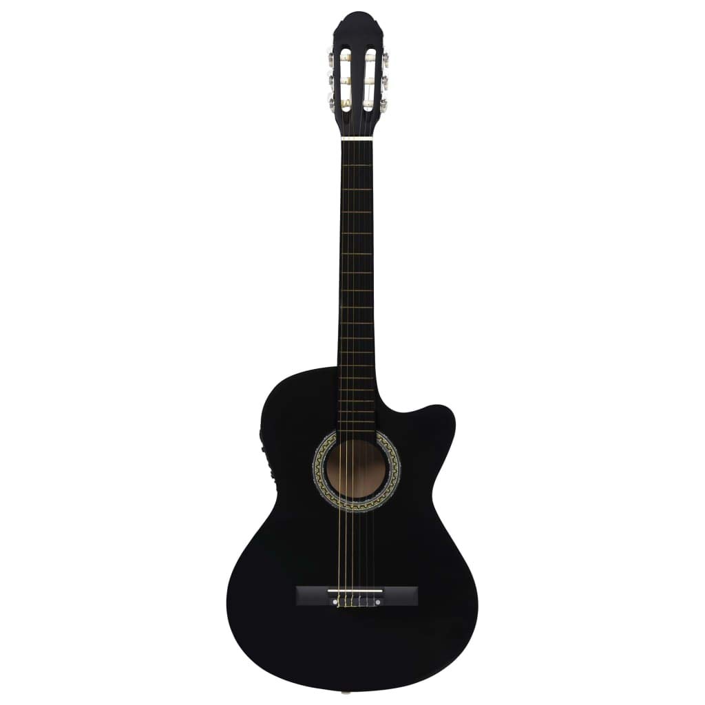 Western Akustik Cutaway Gitarre mit Equalizer 6 Saiten Westerngitarre Akustikgitarre Konzertgitarre Saiteninstrument Musikinstrument Schwarz
