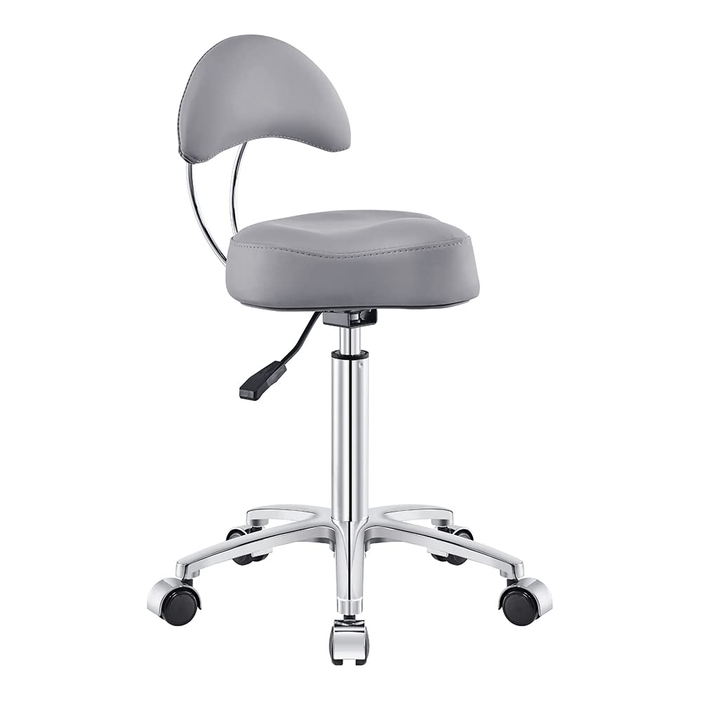 Dir Salon Stool All Purpose Roller Stool with Easy Glide Wheels Medusa in Grey