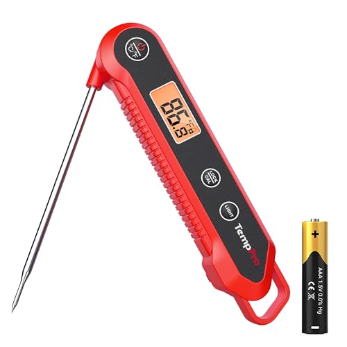 Image of TempPro 1 Second Instant Read Digital Meat Thermometer, ±0.9F Accuracy, Waterproof & Backlight Food Thermometer for Cooking, Oil Fry Candy Meat Probe for Kitchen, BBQ, Oven, Grill, Smoker