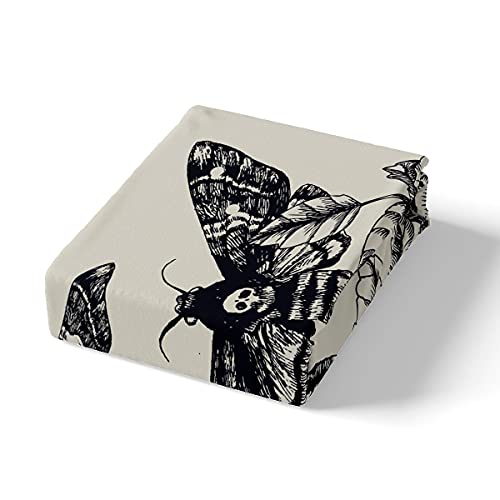 Skull Comforter Cover Set Queen Size Moth Printed Gothic Style Duvet Cover For Teen Boys Kids Sugar Skull Pattern Botanical Floral Decor Gray White Black Soft Microfiber Bedding Set With Zipper Ties #TOP3