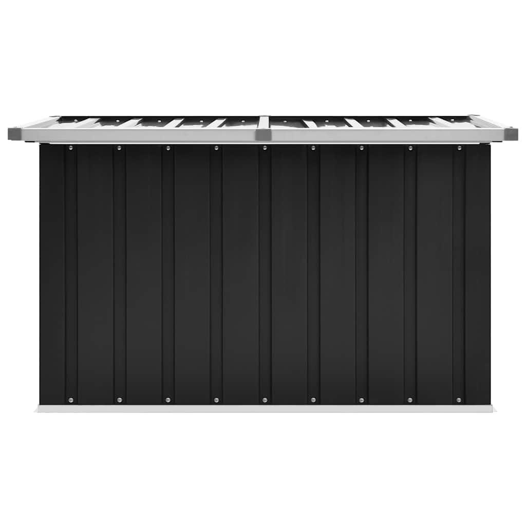 Gartenbox Anthrazit aus verzinktem Stahl 109x67x65 cm, geräumige Auflagenbox für Terrasse und Balkon, wasserabweisende Kissenbox mit Klappdeckel für Gartenlagerung und Werkzeug