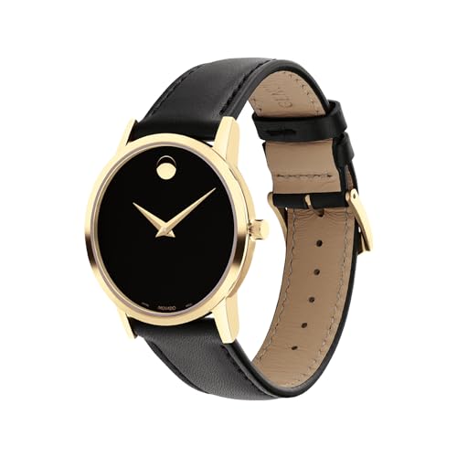Image of Movado Museum Classic Swiss Qtz Black Dial Women's Watch Calfskin Material|Black Color Band - 0607584