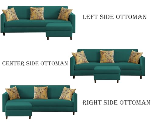 Image of Casaliving Premium Lifestyle Fabric 5 Seater L Shape Sofa Set 4 Seater Modern Sofa Set & Ottoman for Living Room (Pine Color)