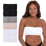René Rofé Lingerie 6 Pack Women's Bandeau Bra Removable Pads Seamless Strapless Bralette Tube Top Br