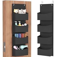 Lifewit 4 Shelf Over the Door Organizer, Wardrobe Storage Organiser with Adjustable Metal Hangers, hanging shelves Behind Door for Bedroom, Bathroom, Pantry, Nursery, Kitchen, Dorm, Black