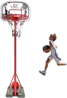 حامل طوق كرة سلة قابل للتعديل للأطفال، مرمى كرة سلة محمول للاستخدام الداخلي والخارجي للأطفال مع لوح خلفي وحامل قوي، أحمر