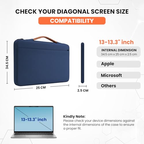 Image of Dyazo Slim 13.3 Inch Laptop Sleeve Case with Handle & Front Accessory Pocket | Water Resistant Protective Laptop Cover Compatible for MacBook Pro /Air 13 M2 M1, HP, Dell, ASUS, Acer and Lenovo (Blue)