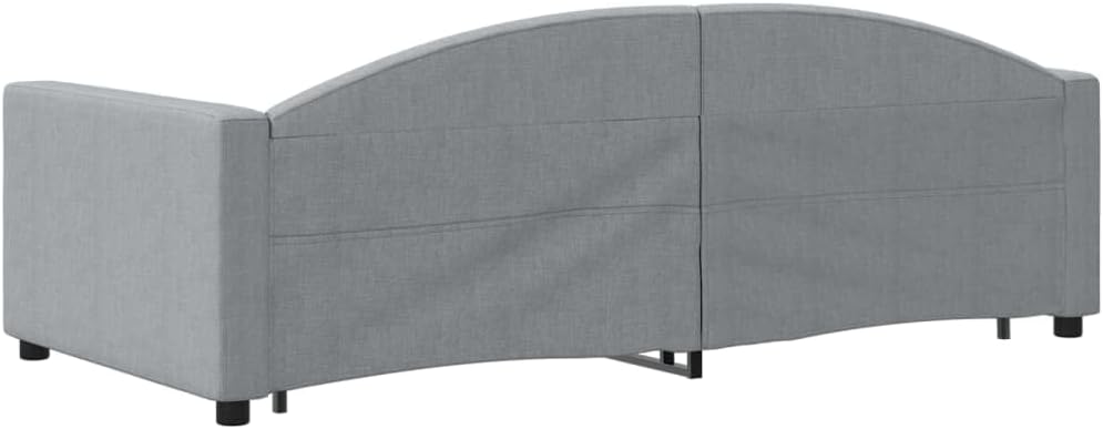 Modern Daybed with Trundle Light Grey Fabric Polyester Sturdy Platform Frame Storage Bedroom Furniture Easy-Assembly Durable Heavy-Duty Foundation No-Box-Spring-Needed