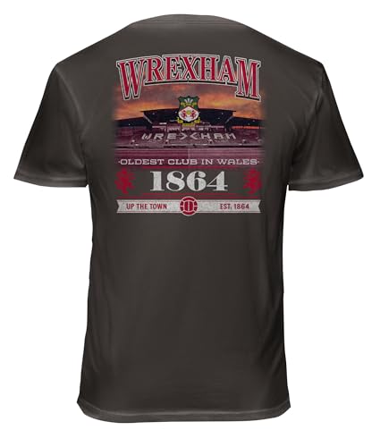 Wrexham AFC Soccer Premium Cotton T-Shirt (US Alpha XX-Large Regular Regular Duo Tone Stadium)