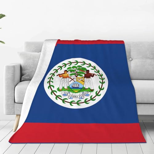 Qwvbn Manta súper suave de varios tamaños con estampado de bandera de Belice, 80 x 60 pulgadas, esponjosa, suave, cálida y cómoda, adecuada para sala de estar, dormitorio y viajes