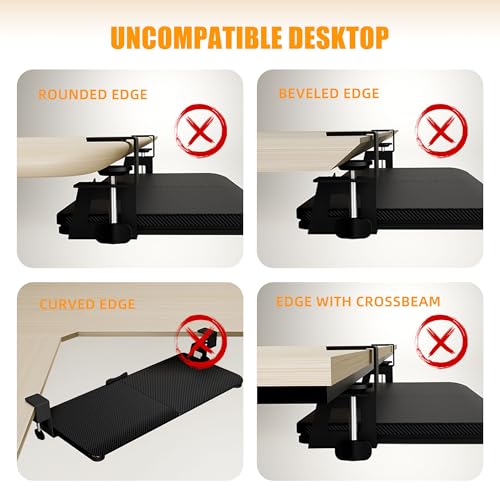 Image of ERGOMAKER Keyboard Tray Under Desk 65x30cm for Typing, Black Carbon Fiber