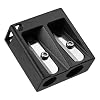 KeyUnity KT02 Double Hole Pencil Sharpener, Titanium Handheld Pencil Sharpener with German Steel Blade for Keychain | School | Office Outdoor | Back to School Supplies (Black, Dual Hole)