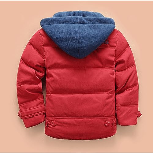 Kids Boys Girls Hooded Down Coats Toddler Baby Winter Jackets Outerwear Hoodie Clothes Zipper Padded (Red, 8-9 Years)2