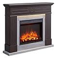 LegendFlame Fireplace Suite Alton, 43 Inch Mantel Surround, Espresso Oak with Light Grey Marble Finish, with 23 Inch Electric Fireplace Insert, 750W/1500W, Weekly Timer, Mood Light, Remote Control