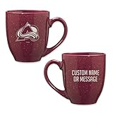 Rico Industries NHL Hockey Colorado Avalanche Maroon Personalized 16 oz Team Color Laser Engraved Speckled Ceramic Coffee Mug