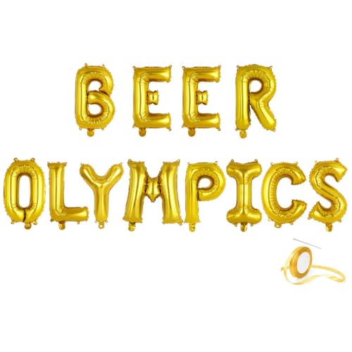 BEER OLYMPICS Balloons Banner Beer Olympics Decorations Beer Games Party Banner Gold 16inch