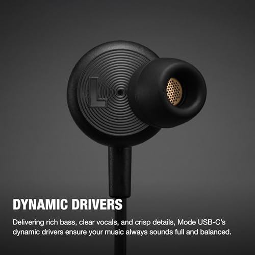 Image of Marshall Mode USB-C Wired Earbuds - Built-in Microphone | Customizable Fit | Tangle-Resistant Cord | Dynamic Drivers - Black