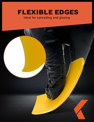 Image of KREFINISH Body Filler Spreaders (Pack of 100) - 6 inch Yellow Reusable Plastic Spreader for Automotive Fillers, Putties, Glazes, Caulks and Paint