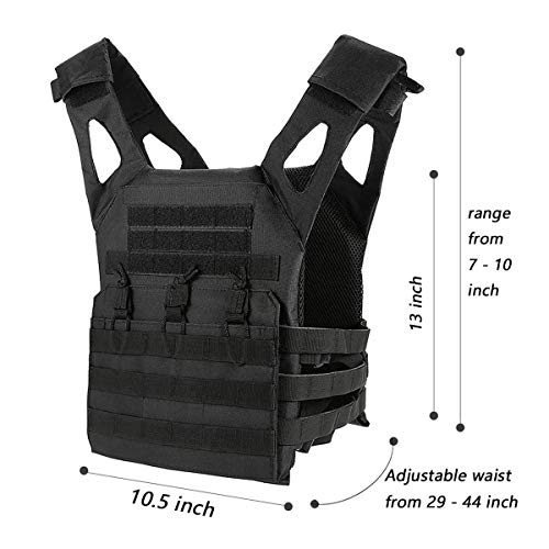 Mlida Tactical Vest Modular Lightweight Durable Tactical Gear Adjustable Ultra-Light Breathable Protection Vest for Outdoor Paintball Training - Black
