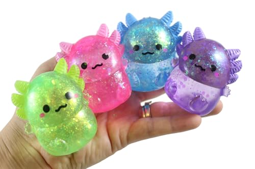 Set of 4 Axolotl Sugar Ball - Syrup Molasses Thick Glue/Gel Stretch Ball - Ultra Squishy and Moldable Slow Rise Relaxing Sensory Fidget Stress Toy Cute Adorable (All 4 Colors)