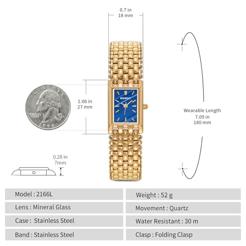 Image of BERNY Gold Watches for Women Updated Ladies Quartz Wrist Watches Stainless Steel Band Womens Small Gold Watch Luxury Casual Fashion Bracelet Tools Included