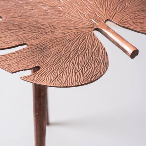 Image of nestroots Multipurpose Aluminium Nightstand Side Table for Bedroom Table | 21 Inches Copper Leaf Bedside Table | Corner Table for Living Room Decor | Room Decoration Items