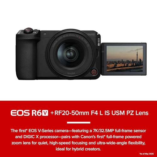 Image of Canon EOS R6 V Mirrorless Camera with RF20-50mm F4 L is USM PZ Lens, Full-Frame Sensor, 7K /4K Video, Vertical Video, Ultra-Wide Power Zoom Lens, Open Gate Video, Full-Size HDMI, for Content Creators