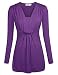 Ninedaily Women V Neck Tunics Ruffles Long Sleeve Draped Shoulder Blouse Tops