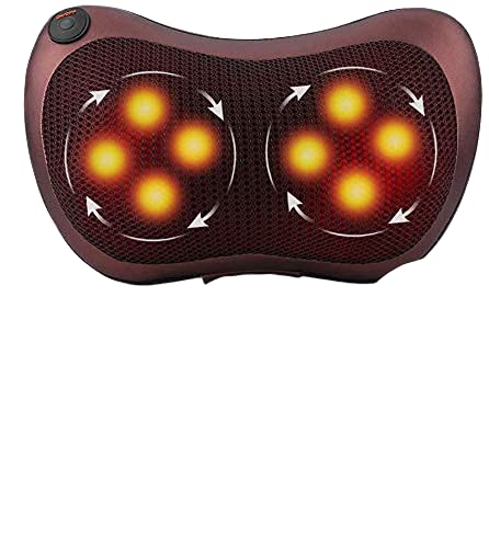 Car & Home Use Neck Massager Kneading 2 In 1 Massage Pillow For Muscle Relaxation With AC Adaptor Corded Electric & Car Charger (Brown)