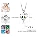 Love Jewelry Personalized 2 Names Necklace with 2 Heart Simulated Birthstone Couple Pendant Necklace for Women (Silver)