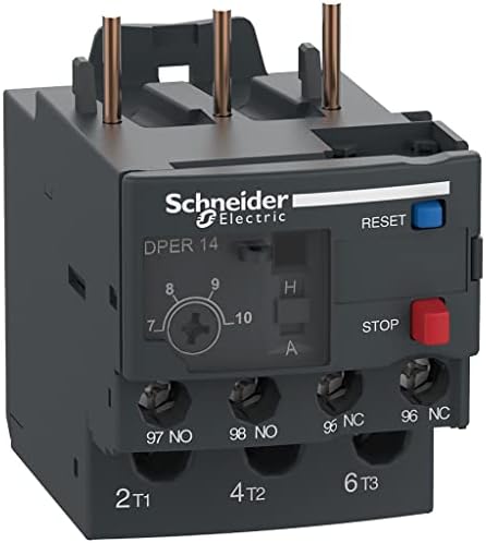 Schneider Electric DPER14 Easy TeSys Thermal Overload Relay with Manual/Automatic Reset, Screw Clamp Terminals | Used with Air Conditioner, Heat Pump, HVAC, AC Compressor and More, 7-10Amps