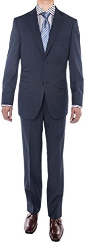 Luciano Natazzi Men's Birdseye 160'S Two Button Wool Suit Side Vent Jacket Pant