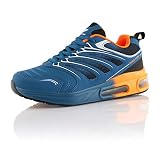 Fusskleidung® Damen Herren Sportschuhe Dämpfung Sneaker leichte Laufschuhe Blau Orange EU 39