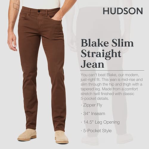 Hudson Jeans Men's Blake Slim Straight Leg Jean, Chocolate Brown, 32 #TOP1