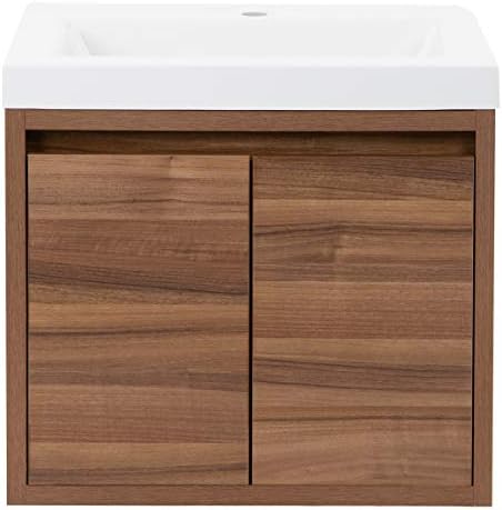 Spring Mill Cabinets Kelby Bathroom Vanity with Sink, 24 Inches, Brown and White