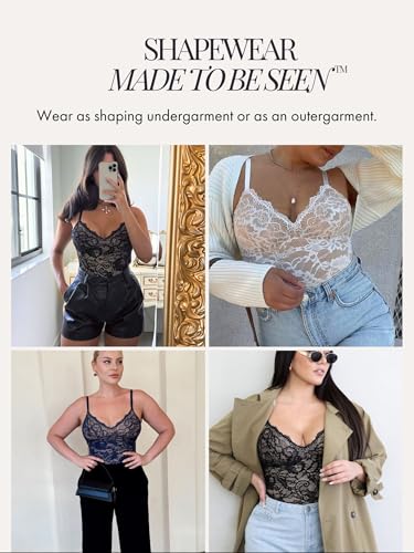 Pinsy Shapewear Shaping Lace Bodysuit with Tummy Control, Compression, Built-in Bra3
